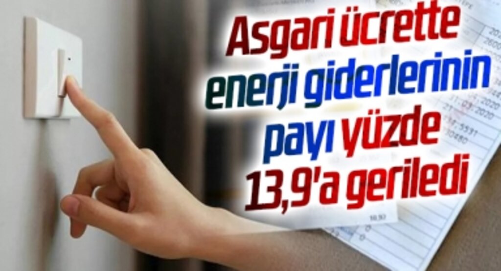Asgari ücrette enerji giderlerinin payı yüzde 13,9'a geriledi