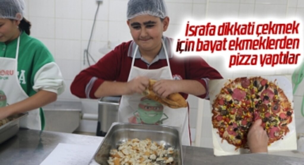 Samsun'da İsrafa dikkati çekmek için bayat ekmeklerden pizza yaptılar