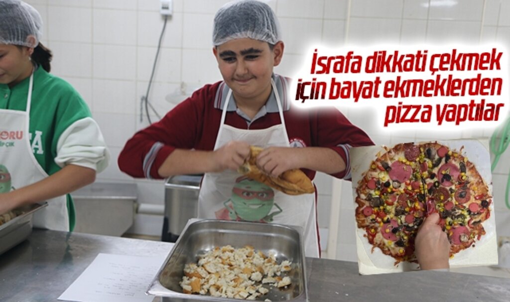 Samsun'da İsrafa dikkati çekmek için bayat ekmeklerden pizza yaptılar