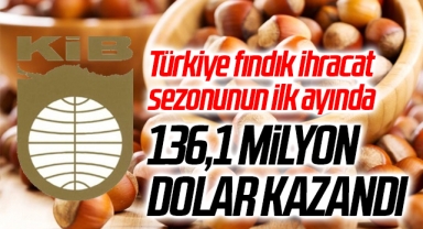 Türkiye fındık ihracat sezonunun ilk ayında 136,1 milyon dolar kazandı