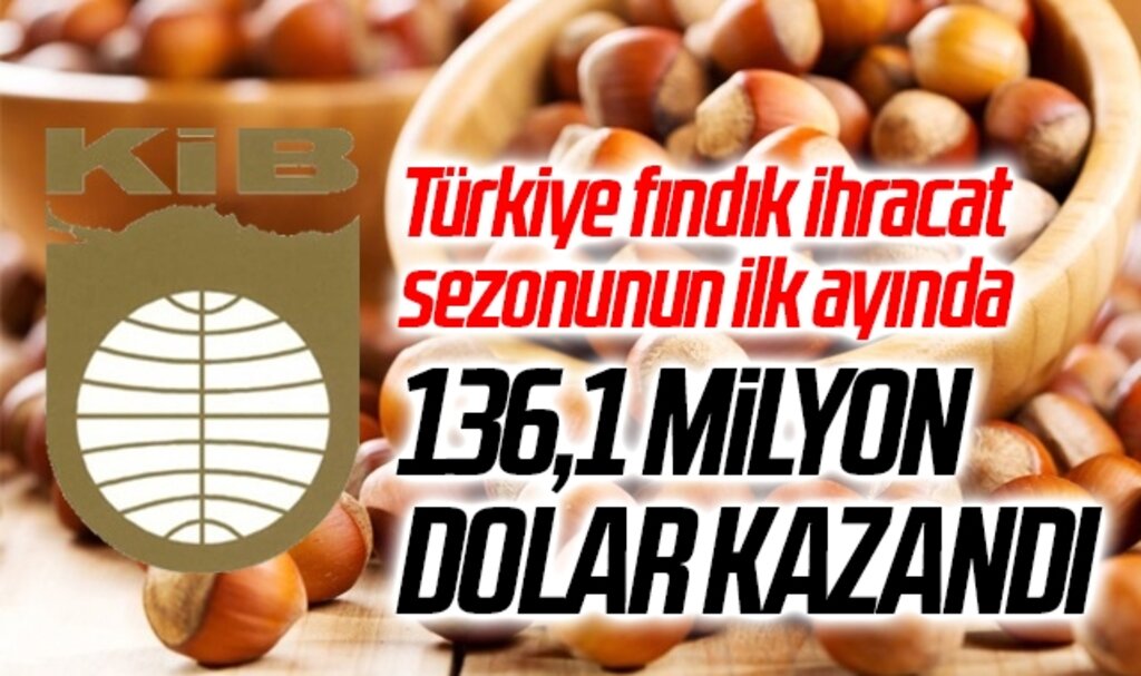 Türkiye fındık ihracat sezonunun ilk ayında 136,1 milyon dolar kazandı