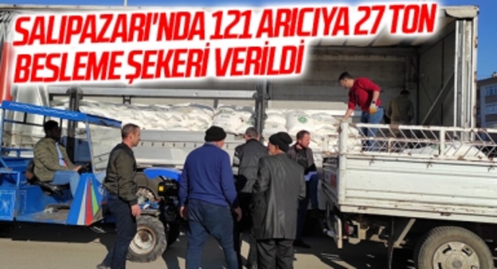 Salıpazarı'nda 121 arıcıya 27 ton besleme şekeri verildi
