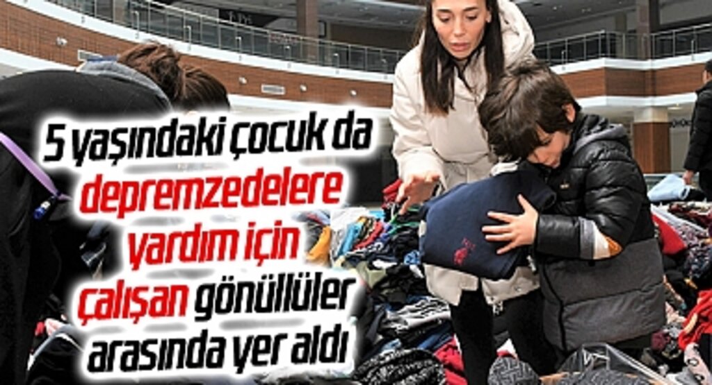 Samsun'da 5 yaşındaki çocuk da depremzedelere yardım için çalışan gönüllüler arasında yer aldı