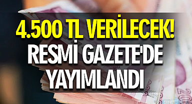 4.500 TL verilecek! Resmi Gazete'de yayımlandı
