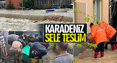 Karadeniz sele teslim: Dereler taştı, yollar göle döndü
