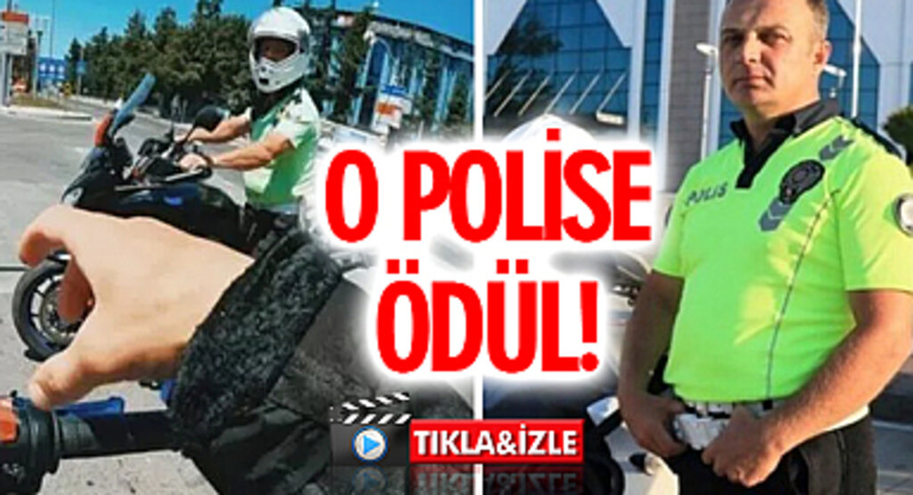 Samsun'da Motosiklet Sürücüsünü Uyaran Polise Ödül