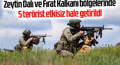 Zeytin Dalı ve Fırat Kalkanı bölgelerinde 5 terörist etkisiz hale getirildi