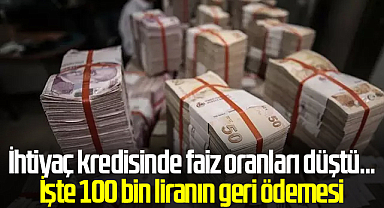 İhtiyaç Kredisinde Faiz Oranları Düştü: 100 Bin Liranın Geri Ödemesi Ne Kadar?