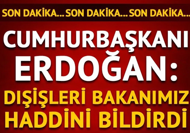 Son Dakika! Cumhurbaşkanı Erdoğan: Dışişleri Bakanımız haddini bildirdi